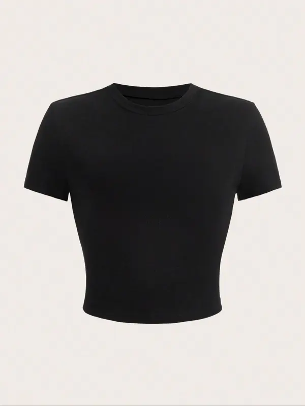 Women's Letter Print Round Neck Crop Tee, Vintage Trendy Casual Short Sleeve T-shirt for Daily Wear, Graphic Tees Women 7