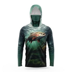 ชุดตกปลาและเสื้อป้องกันแสงแดด, เสื้อตกปลาแขนยาวมีฮู้ดพร้อมหน้ากากป้องกันใบหน้า ปรับแต่งชื่อฟรี ใส่สบาย ระบายอากาศได้ดี ป้องกันรังสียูวี ยากันยุง เหมาะสำหรับกิจกรรมกลางแจ้ง