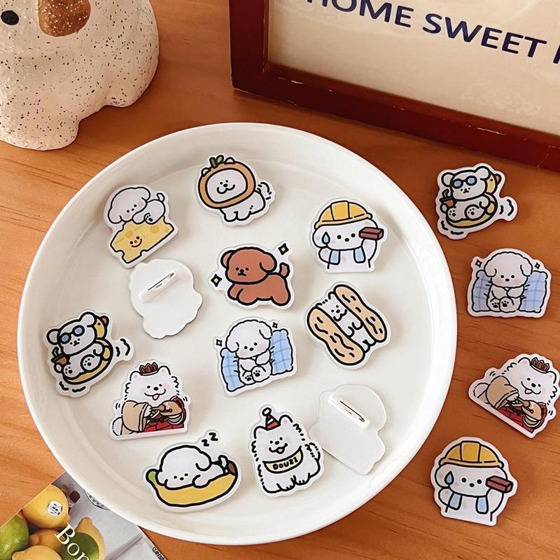 Ins Style Cute Cartoon Acrylic Puppy Brooch Badge Wholesale Clothes Accessories V4L6 W9F5 5