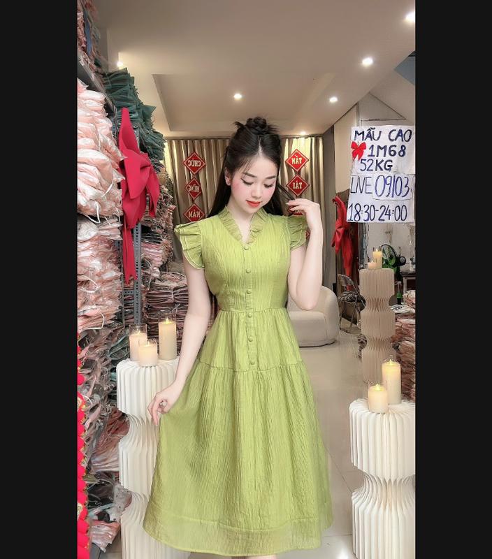 (K38) Đầm tơ thiết kế tay bèo cách điệu form xoè đẹp đầm xinh nhẹ nhàng đầm đi tiệc đi làm đi chơi by Thương Lê K38 8
