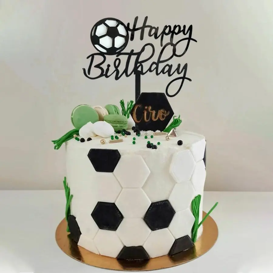 Football Themed Cake Decoration, 5 Counts Football & Letter Shaped Cake Topper, Birthday Party Decoration Supplies, Euro 2024 Decorations