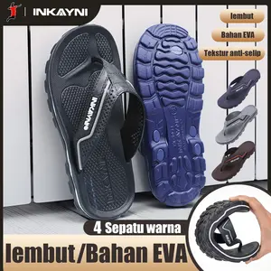 INKAYNI Path Sandal Pria Karet Empuk Tebal  Anti Slip Sepatu EVA Sandal Jepit Pria Anti Abu Dan Anti Licin Sepatu sandal rumah Terbaru Tinggi Badan Size 30-44 Flip Flop Full Karet sandal Pria Keren Distro Tahan Aus Sandal Pria Slop Karet Jelly