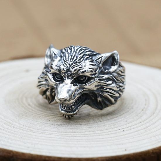 Cincin Kepala Serigala Bertaring /  Cincin Pria VIKING Punk Unik Keren / Adjustable Nordic Wolf Head Ring For Men Resizeable Import / Cincin Serigala Laki Laki / Cincin Titanium Stainless Steel Anti Karat / Cincin Metal Rock N Roll Hewan Cowok Gaul Impor 1