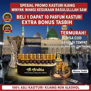 Parfum Kasturi Kijang 10 Botol + Bonus Tasbih 100% Original Import Non Alkohol Parfum Arab Aroma Menenangkan Cocok untuk Shalat , Ibadah dan Majelis