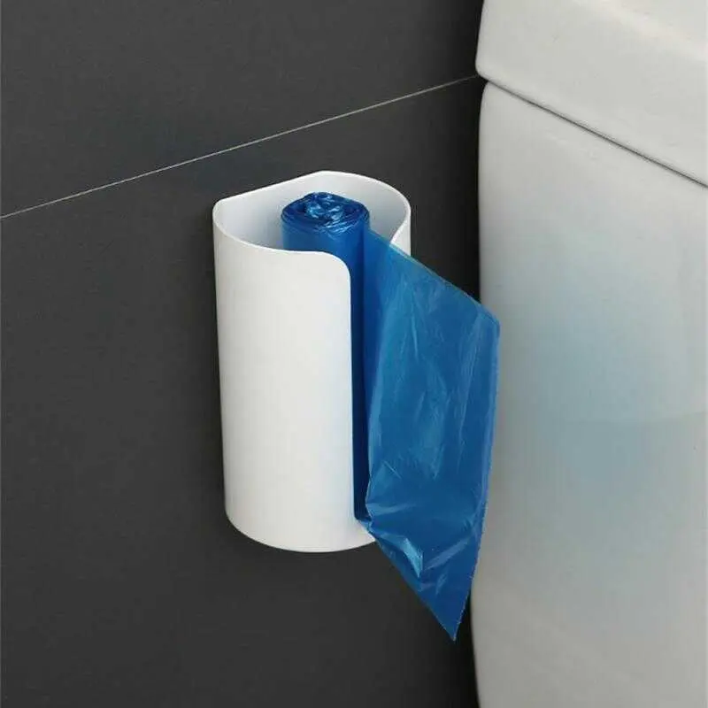Storage Box Wall Mounted Trash Bags Holder Kitchen Plastic Container Bathroom Garbage Bag Dispenser Organizer