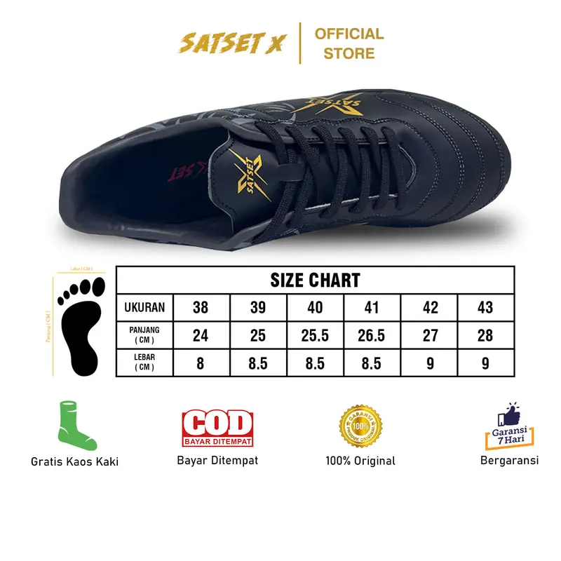 Sepatu Futsal Satset X Leopard Speed Ls In Original Black Gold 3