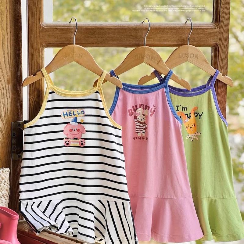 Váy bé gái KAS145 2 dây 8-22kg chất cotton mềm thấm hút mồ hôi có 3 màu 0
