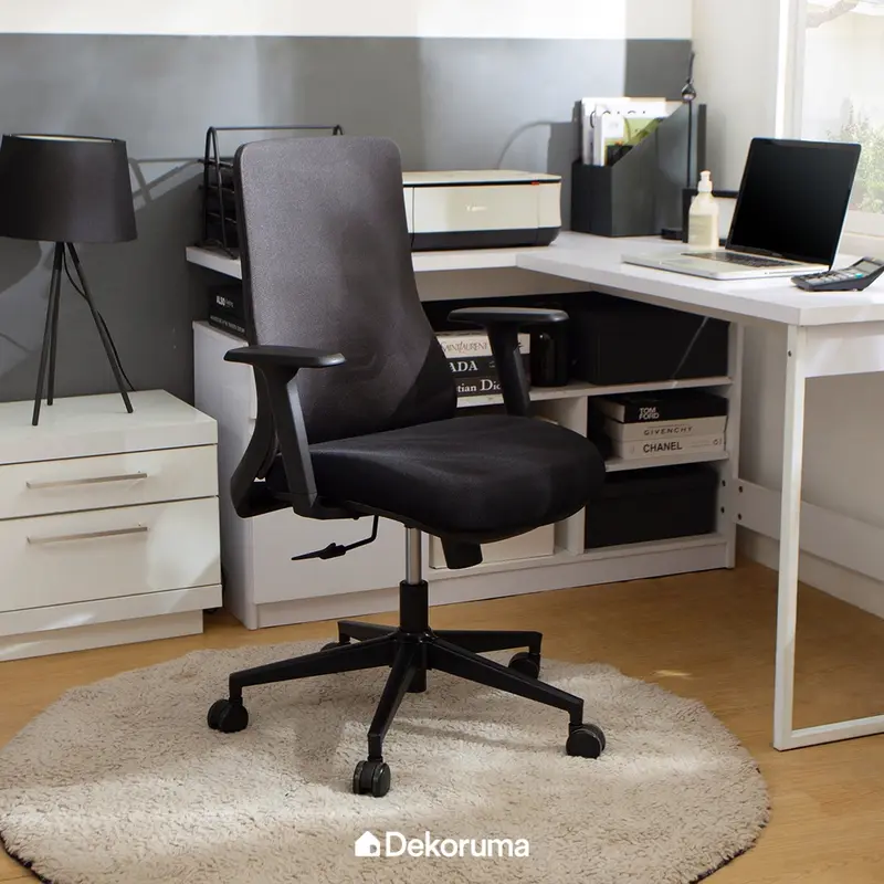 Dekoruma Officescale Kursi Kerja Hadid Mid Back Black Grey 0