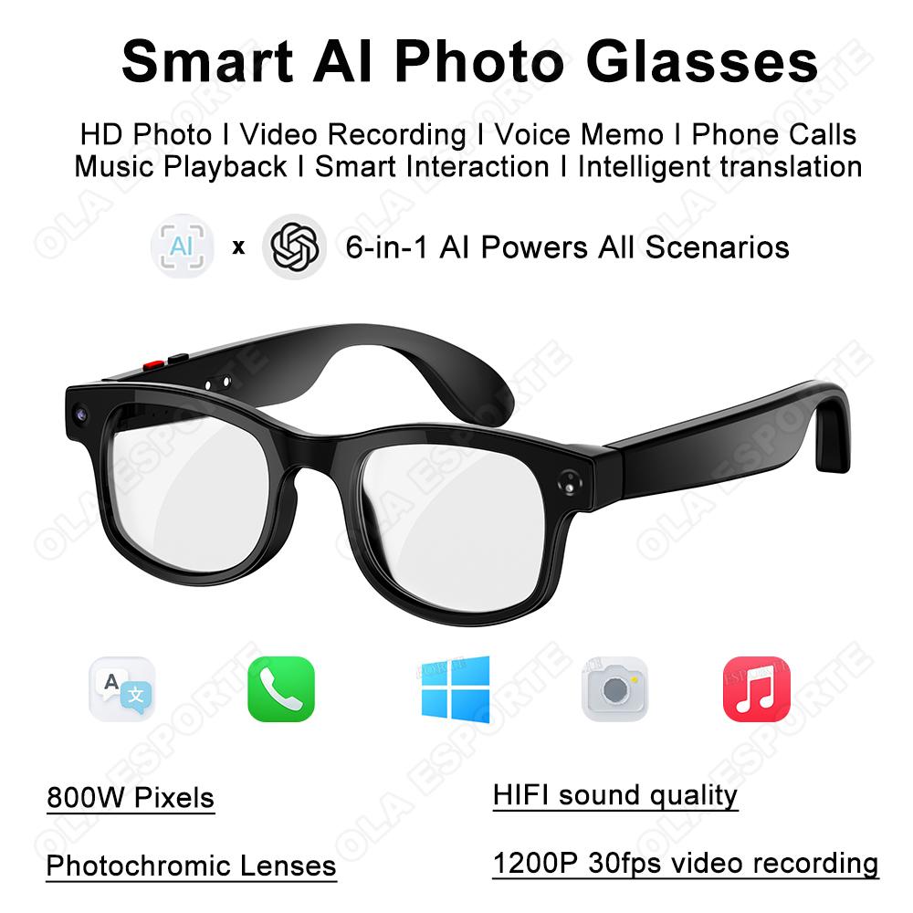 Smart AI Translation photography Glasses Take Photos Recognizing Objects 4K Camera Bluetooth Call Intelligent Recording Glasses - Image 2