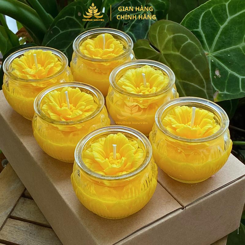  Hộp 6 Cốc Nến Bơ Tự Nhiên Cốc Diệu Liên Hoa Cháy 26-28h nếnbơ dângphật tinh _ nến hoa ngũ sắc nến  thơm 