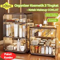 Gambar LuvHome Rak Kosmetik Dengan Laci Anti Debu Tempat Make Up Skincare Rak Akrilik Multifungsi / Tempat Penyimpanan Dengan Tutup Acrylic Storage Organizer Drawer Cosmetic - S-3 Susun Coklat dari LuvhomeMall Kota Tangerang 1 Tokopedia