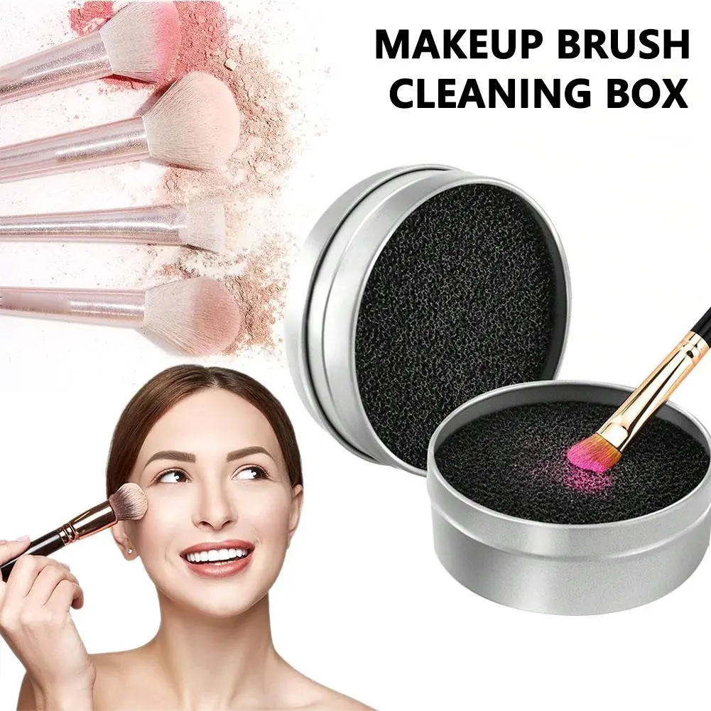 Makeup Brush Cleaning Box Alcohol-Free, Battery-Free, Portable Makeup Brush Cleaner With Absorbent Sponge，Makeup Brush Cleaner Set Makeup Brush