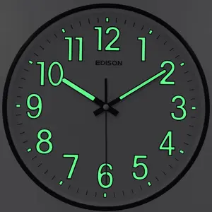 Jam Dinding Edison Sweep ES 320 T64 Glow in the Dark Timbul Diameter 320mm 32cm Putih