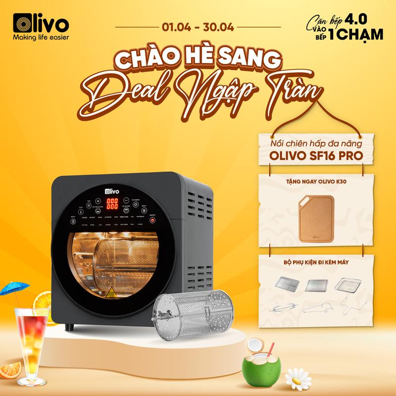 Nồi Chiên Không Dầu OLIVO AF150 - 16 Chức Năng - Dung Tích 15L - Công Suất 2000W - Thương Hiệu Mỹ