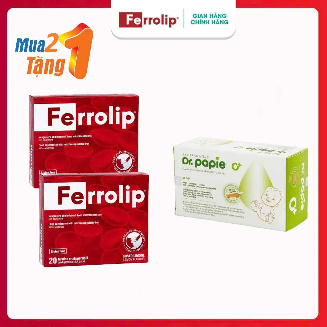 Ferrolip Sắt Mẹ Bầu Bổ Sung Sắt Cho Mẹ Bầu Suốt Thời Gian Thai Kỳ Hộp 20 Gói Thực Phẩm Bổ Sung Hàng Chính Hãng Vitamin