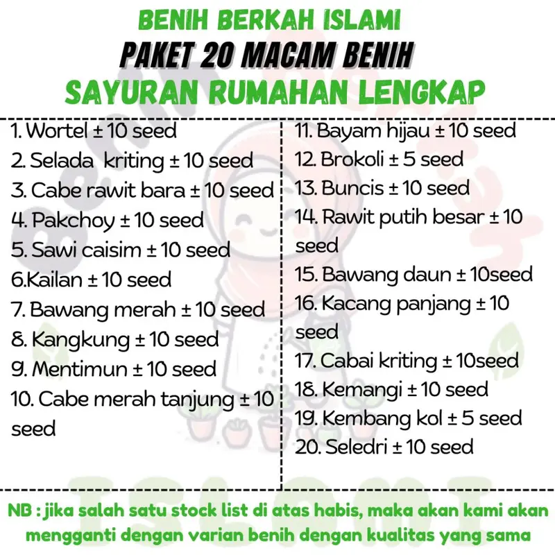 PAKET 20 BENIH SAYURAN LENGKAP MUDAH TUMBUH TANAMAN BUAH BIJI UMBI BUNGA COD 3