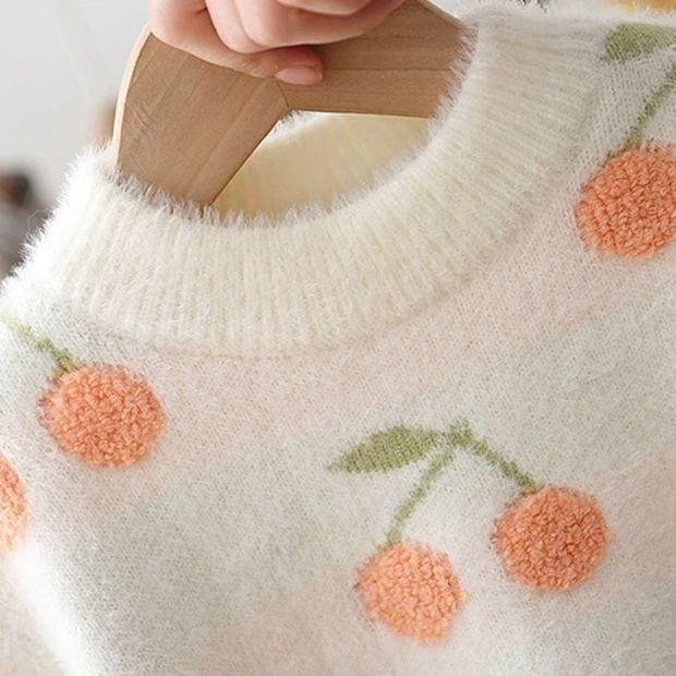 Product Introduction of Áo Len Trẻ Em Ấm Áp, Dành Cho Bé Gái, Cổ Tròn, Lót Lông Chồn, Dày Dặn, Thích Hợp Cho Mùa Thu Và Mùa Đông, Quần Áo Hàng Đầu Mới, 2024 9
