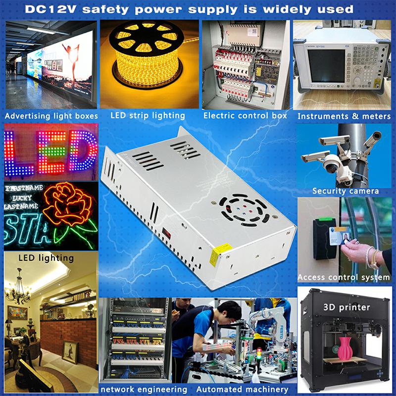 360Watts Switching power supply AC to DC12V 30A 40A DC24V 15A 20A LED 500W Transformer Constant Voltage Adapter for LED Strip Drivers, CCTV Power Supplies, Small Appliances, 4