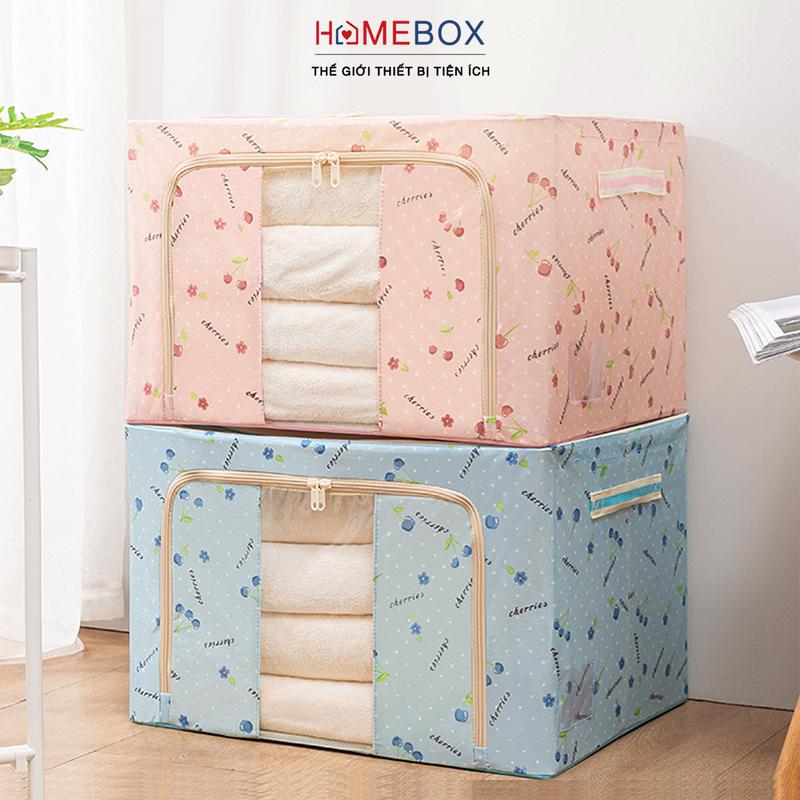 Hộp Đựng Quần Áo, Chăn Màn - Túi Đựng Quần Áo Khung Thép Chịu Lực Homebox Store Có khóa kéo Bảo quản quần áo Thùng Đựng Đồ