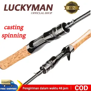 LUCKY MAN Joran Pancing Ultraringan Dua Bagian, 1,68m/1,8m, Dengan Pegangan, Terbuat Dari Serat Karbon
