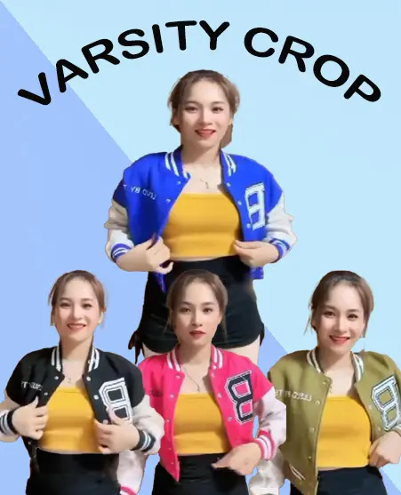 VARSITY CROP TOP - BASEBALL JAKET - JAKET BISBAL CEWE