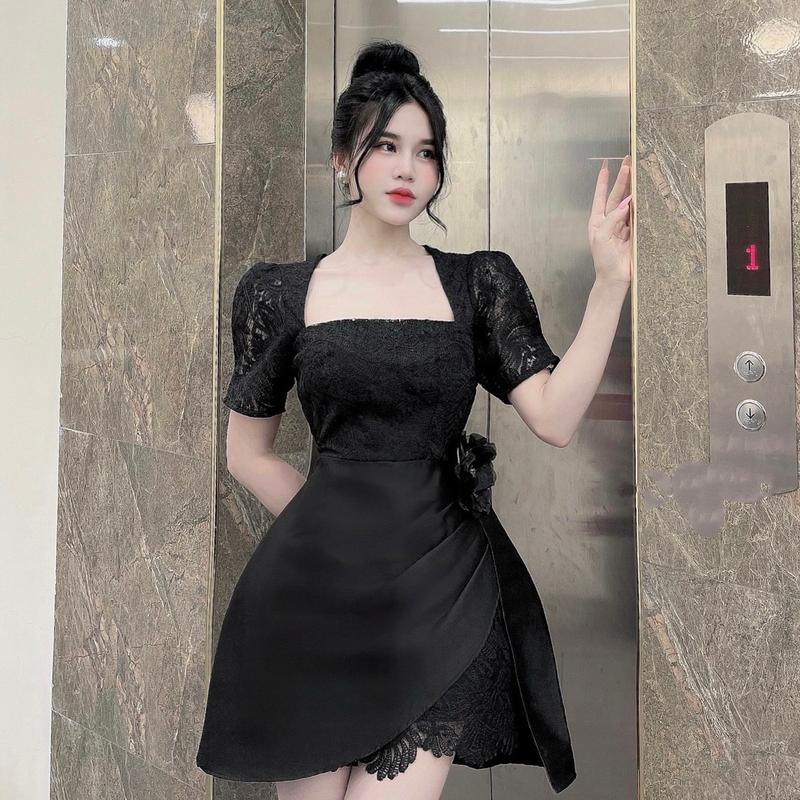 Váy tafta pha ren cài hoa eo đi tiệc _BY VANI 3