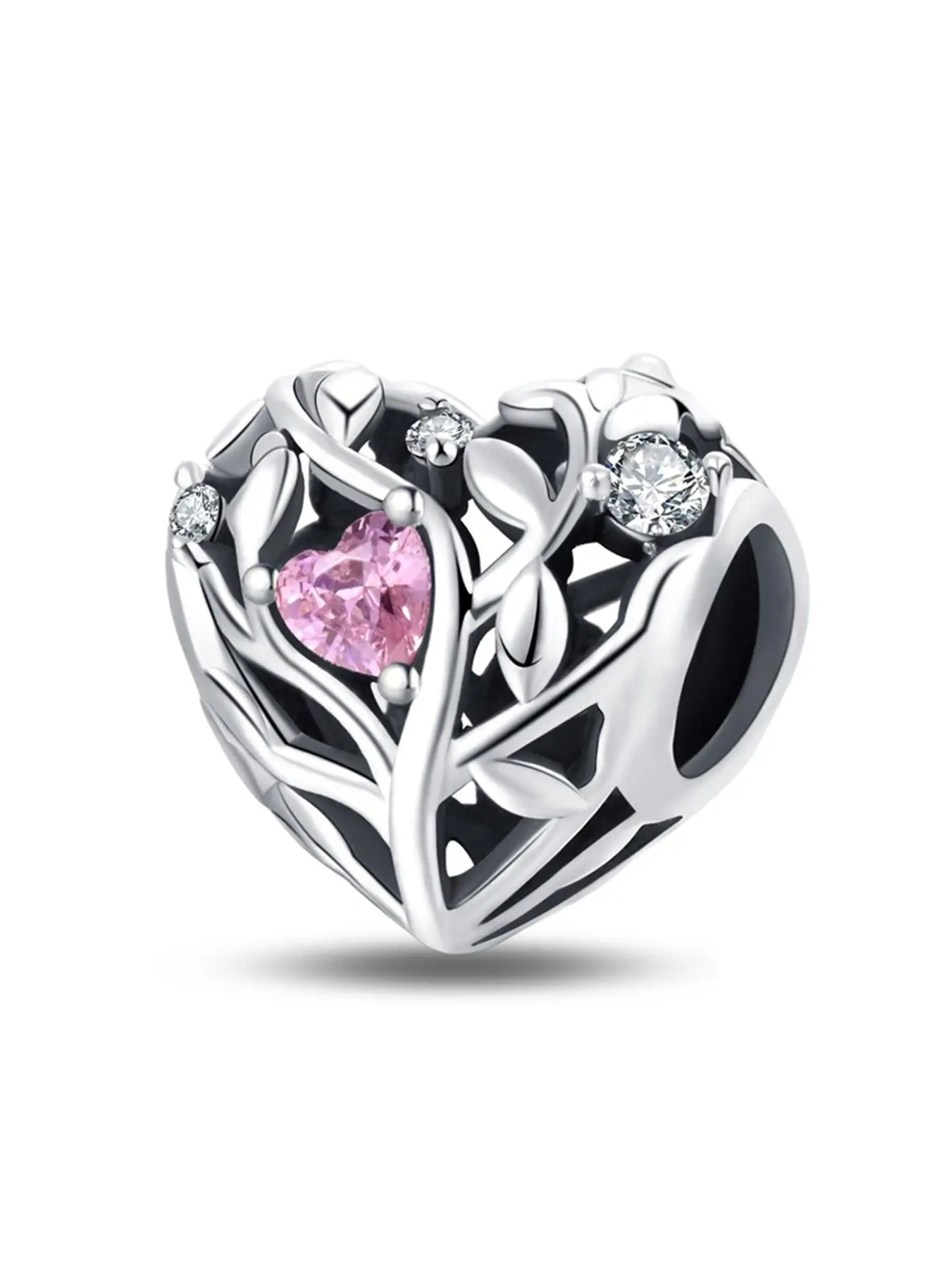 Heart Tree Of Life Design Charm, Rhinestone Decor Bead for Bracelet & Necklace, Fashion Accessories for Women & Girls, Valentine's Day, Gift