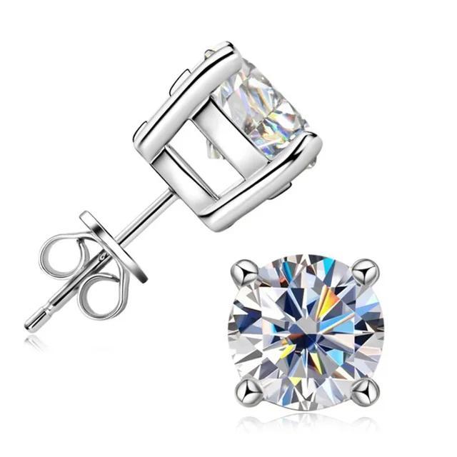 Bông Tai Đinh tán Moissanite, LLXYW, Dành Cho Phụ Nữ Và Nam Giới, Bạc Sterling 925, Kích Thước 0.1 / 0.2 / 0.3.0.5 / 1 / 2 / 3CT, Bông Tai Phòng Thí Nghiệm, Đồ Trang Sức Sang Trọng 3