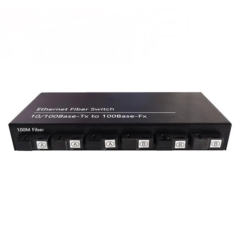 Media Converter 10M/100M 6 Port FO 2 Port LAN Ethernet Fiber Switch Optical Media Converter 2 RJ45 Dengan EU Adapter 7