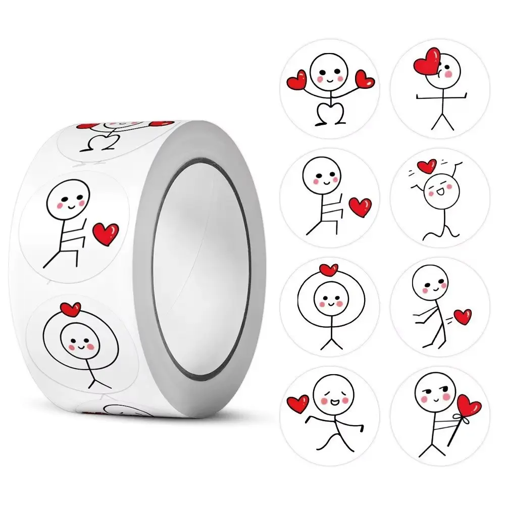 500pcs High-quality Cartoon Reward Sticker Roll Wedding Gift Sealing Scrapbooking Love Labels Sticker Decor Envelope Student Stationery Valentine's Day