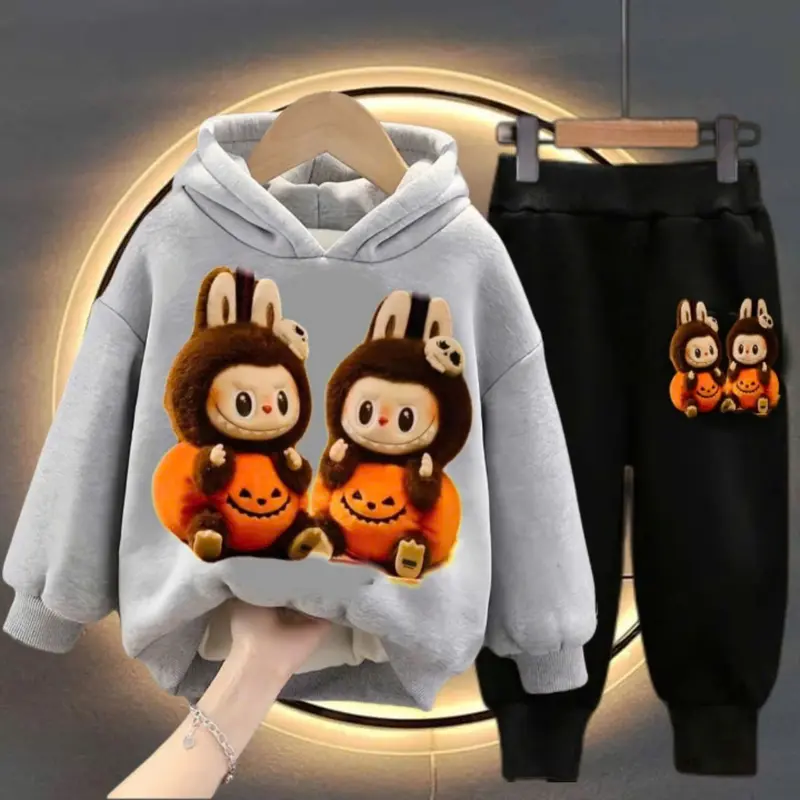 Bộ nỉ thu đông LABUBU cho bé 8-30kg mẫu UNISEX dày dặn ấm áp 4