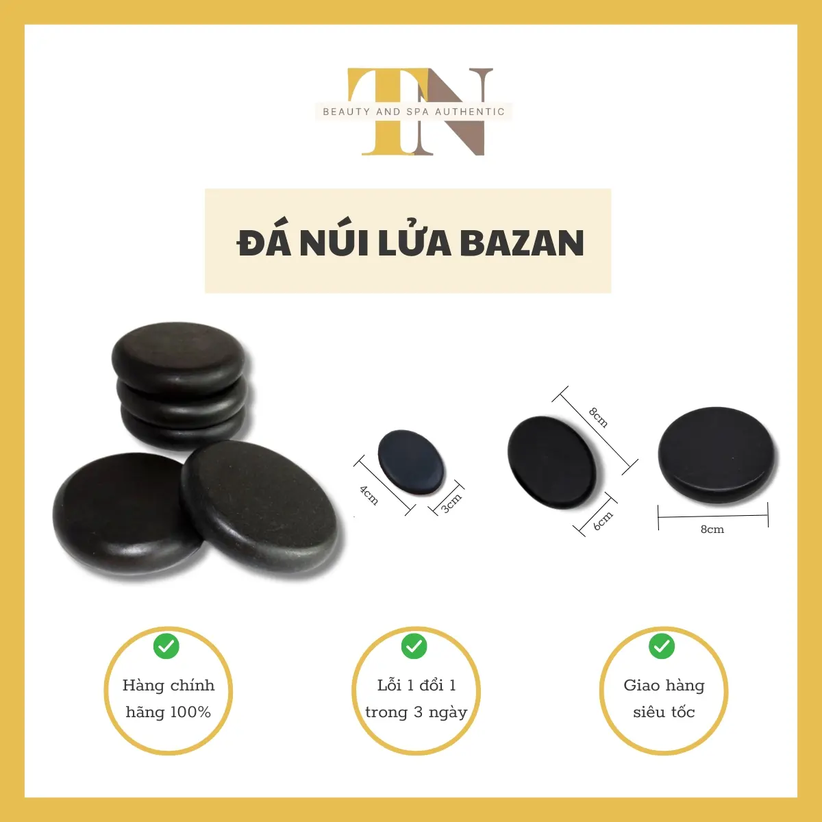 Đá Nóng SPA Massage Đá Núi Lửa 8x8, 8x6, 3x4 (Tách lẻ viên)