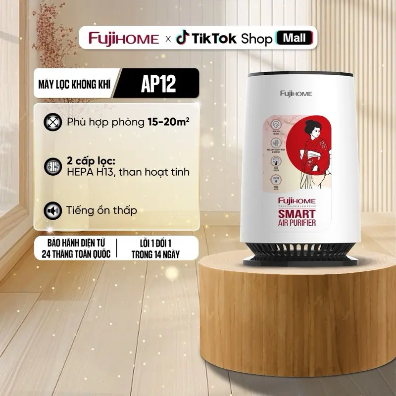 MÁY LỌC KHÔNG KHÍ HEPA FUJIHOME AP12 - Bảo vệ sức khỏe gia đình, lọc hạt bụi mịn - BH 12 Tháng, Làm Sạch 1