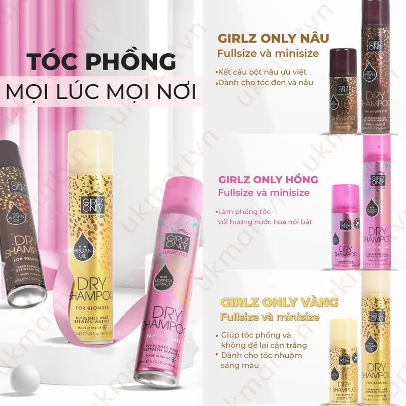 Dầu Gội Khô Girlz Only Party Nights / Dawn 'Til Dusk / Dazzling Volume / No Residue Nude 200ml 4