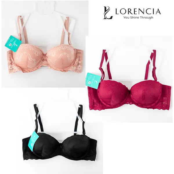 Lorencia áo ngực chất liệu ren mang đến sự dễ chịu và thanh lịch dành cho phái nữ (tặng kèm móc treo chuyên dụng và hộp quà) TK-201 Kem Women Voi Bra Nhung Sen