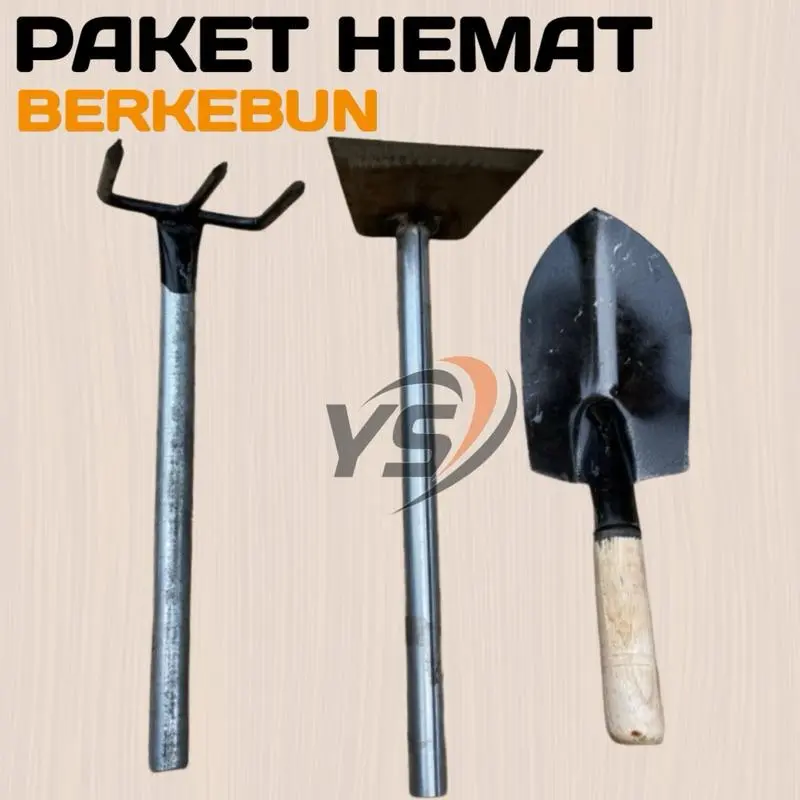 Satu Set Peralatan Berkebun 3 pcs Garuk Cangkul Mini Gagang Pipa Dan sekop Taman Lancip - Alat Pembersih rumput 0
