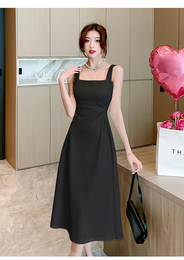 Product Introduction of "French Style White Camisole Dress Women's Summer Cool Square Neck Dress Beautiful Waist A-line Long Dress. Sleeveless, Elegant, Chic, Feminine, Casual, Fashionable." Fabric Womenswear Chinese Style Collar Piece Retro 24