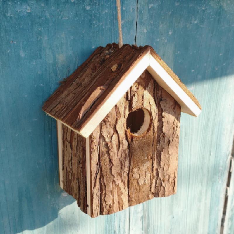 Wooden Bird House with Hanging Rope, Outdoor Bird House, Ventilated Bird Nest, Hanging Bird Cage, Bird Nest Accessories, Pet Supplies 3
