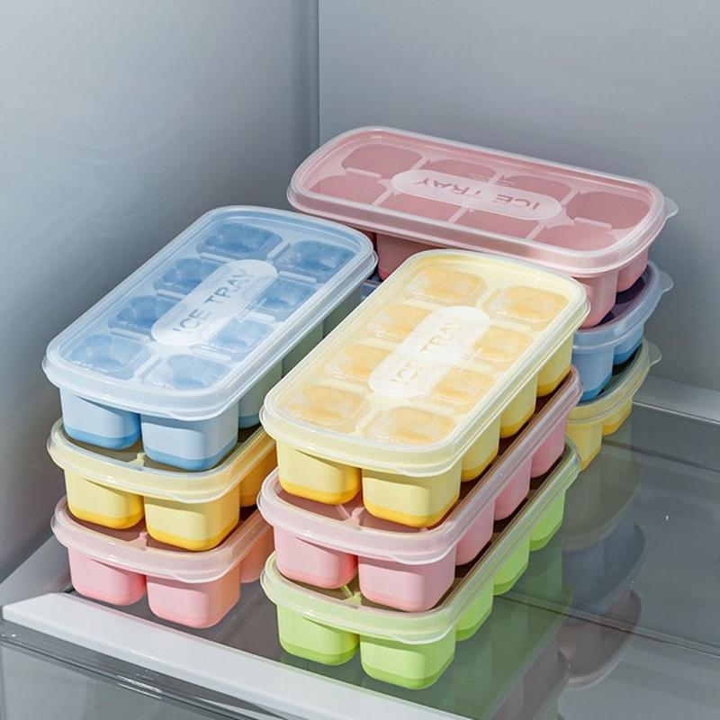 Khuôn Làm Đá, Có Nắp, Chất Liệu Silicon, Tám Ngăn, Cấp Thực Phẩm, Khay Làm Đá Viên, Dùng Trong Nhà Bếp, Chất Lượng Cao 7