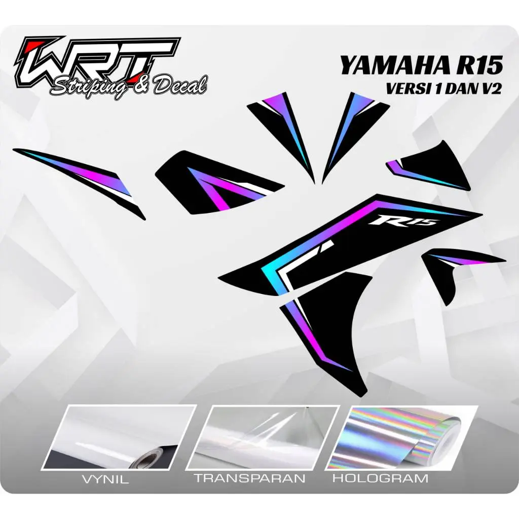 Striping R15-Decal R15-Stiker Transparan R15-Stiker R15 Simpel Rainbow(V1 dan V2)