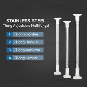TIANG 110CM-200CM STAINLIST TANPA PAKU/PIPA TONGKAT TIANG JEMURAN HORDENG KAMAR MANDI/ KOLONG DAPUR/TIANG GANTUNGAN LEMARI RAK / TIANG GORDENG JENDELA PINTU  TIANG SERBA GUNA
