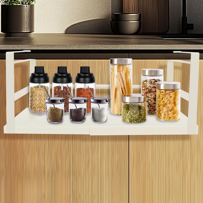 Product Introduction of Expandable Under Shelf Storage Carbon Steel Under Shelf Basket Hanging Under Shelf Organizer Slide in Under Cabinet Shelf for Pantry Cabinet Laundry Room c05Pp 44