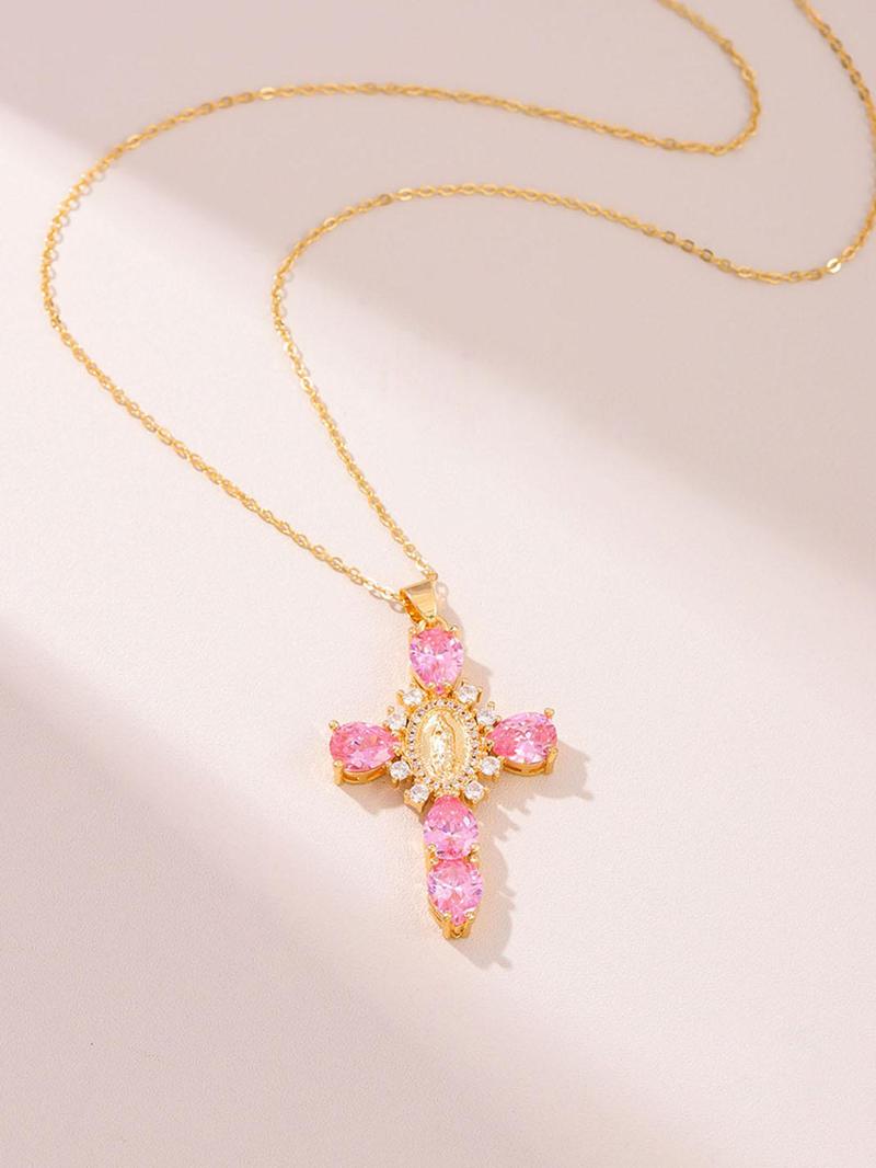 Product Introduction of Rhinestone Cross Pendant Necklace for Women, Temperament Jewelry for Daily Clothing Decor, Minimalist Aesthetic Jewelry Gift for Friend 2