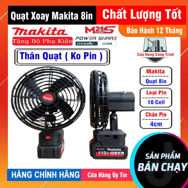 Quạt Xoay makita 8inch chân pin 4cm chất liệu PVC cao cấp siêu bền chống gỉ sét Quạt tích điện có chức năng xoay 360 độ Makita Bảo hành 12 tháng