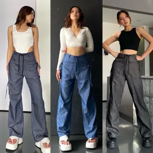 Calni Cargo Baggy Pants - WEAR.THREEK Wanita Loose Celana