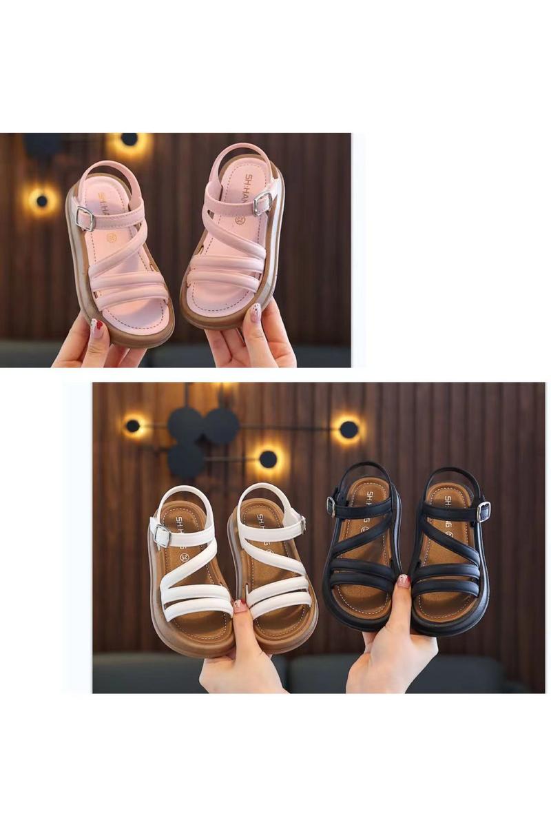 Product Introduction of Girls' Sandals 2024 New Princess Shoes Soft Bottom Fashion All-Match Preppy Style Summer Little Girl Beach Wholesale 2