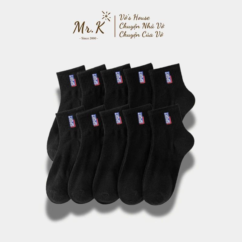 Gói 10 Đôi Tất cổ trung Sport bằng cotton dành cho nam - Combo 10 đôi tất thường ngày thoải mái Menswear