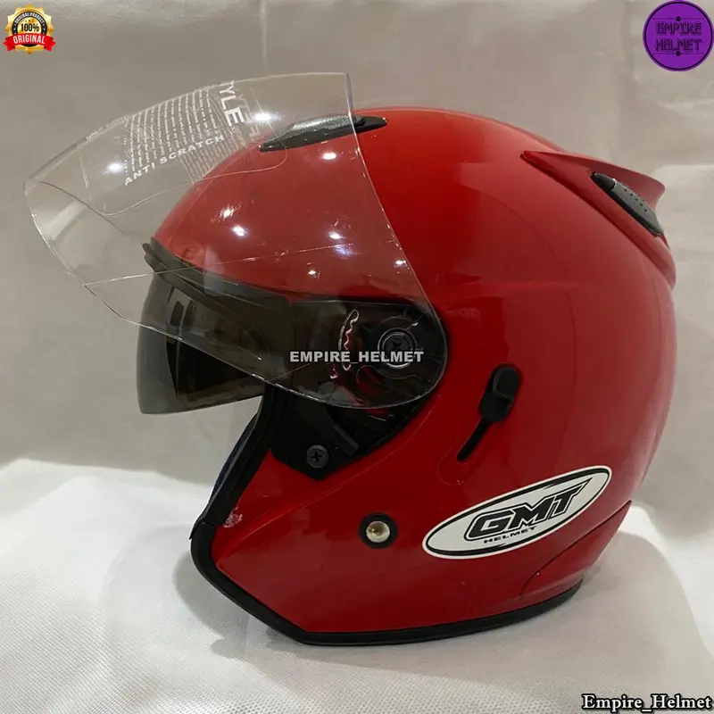 Helm Half Face Gmt Centro Double Visor Solid Polos Original Paket Ganteng Bonus Gratis Spoiler+Stiker Helem Pria Wanita Dewasa STandar Sni 5
