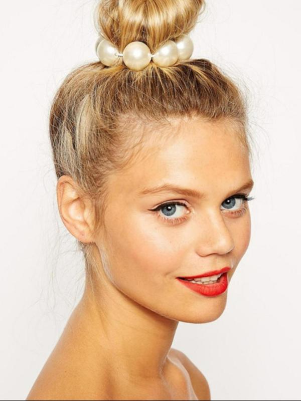 Women's Elegant Faux Pearl Decorated Hair Tie, Exquisite Trendy Hair Tie, Fashionable Hair Accessories for Women & Girls 4