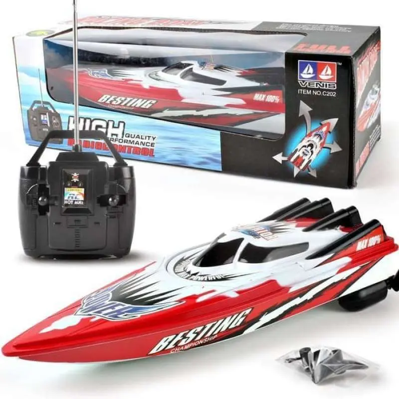 racing boat mainan kapal remote control - Merah Baterai
